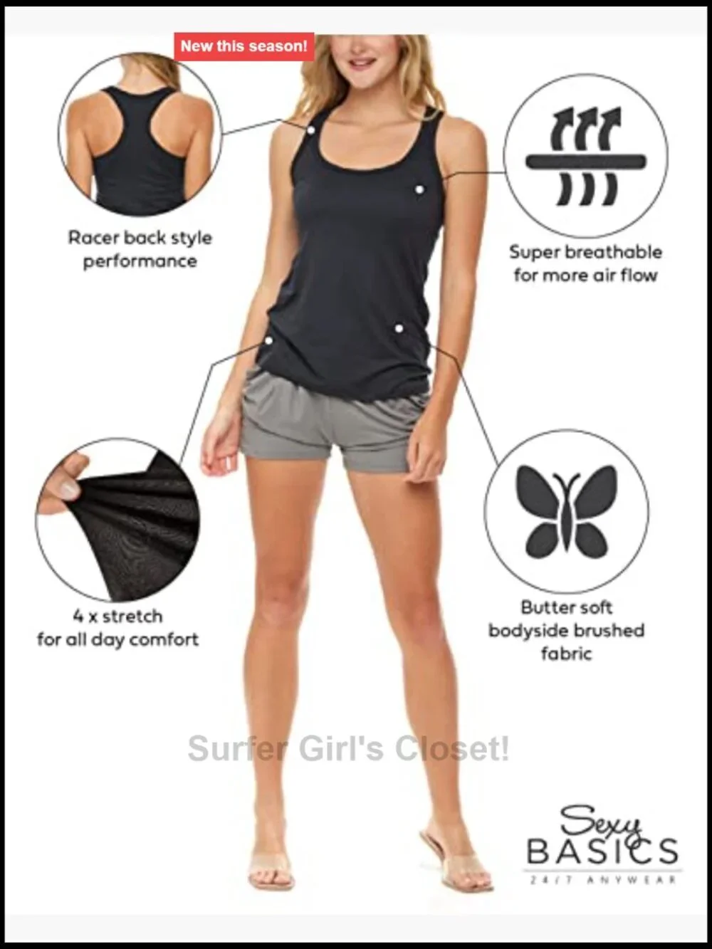 Ultra Soft Racerback Tank Tops 4-Way Stretch Spandex Multi Pack